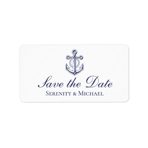 Anchor Navy Blue Nautical Wedding Save The Date Label