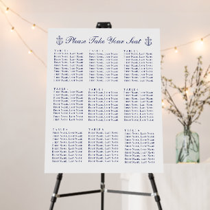 Anchor Navy Blue Nautical Wedding Seating Chart Foam Board