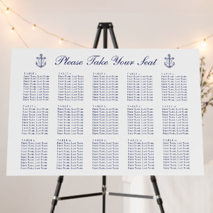 Anchor Navy Blue Nautical Wedding Seating Chart Foam Board