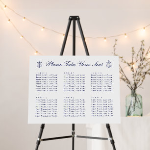 Anchor Navy Blue Nautical Wedding Seating Chart Foam Board