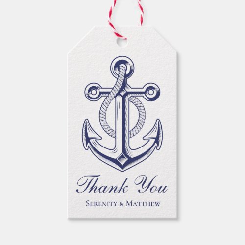 Anchor Navy Blue Nautical Wedding Thank You Gift Tags