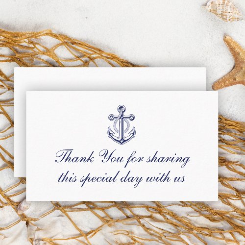 Anchor Navy Blue Nautical Wedding Thank You Place Card