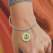Anchor Navy Blue &amp; Tropical Yellow &amp; White Bangle Bracelet