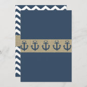 Anchor Navy Blue Zigzag Baby Shower Invitation (Front/Back)