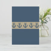 Anchor Navy Blue Zigzag Baby Shower Invitation (Standing Front)