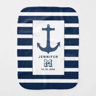 Anchor navy stripes Fleece Blanket