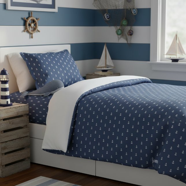 Anchor Navy & White Pattern ID836 Duvet Cover (Creator Uploaded)