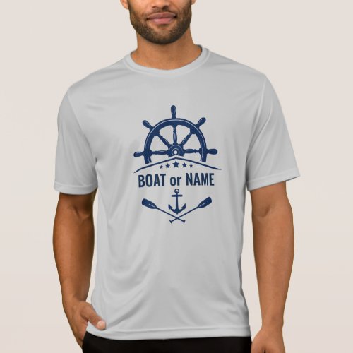 Anchor Oars Ships Wheel Boat or Name Blue  Gray T_Shirt