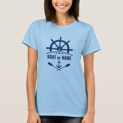 Anchor Oars Ships Wheel  Boat or Name Light blue T_Shirt