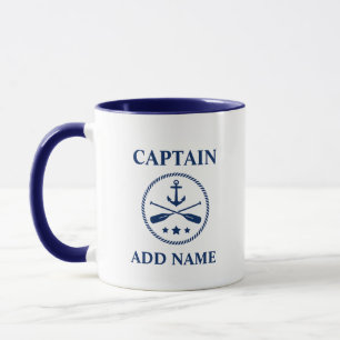 Anchor & Oars With Captain or Boat Name Mug
