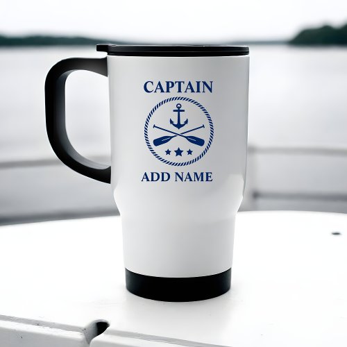 Anchor  Oars With Captain or Boat Name Travel Mug