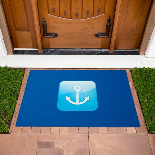 Anchor On Blue Background Doormat