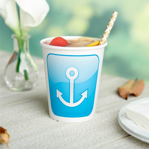 Anchor On Blue Background Paper Cups