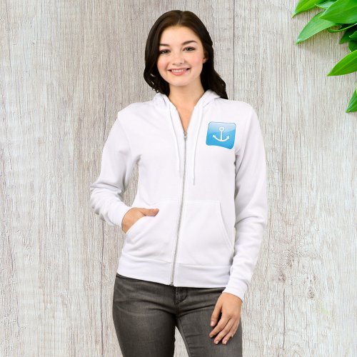 Anchor On Blue Background Womens Full_Zip Hoodie