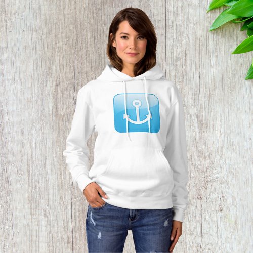 Anchor On Blue Background Womens Hoodie