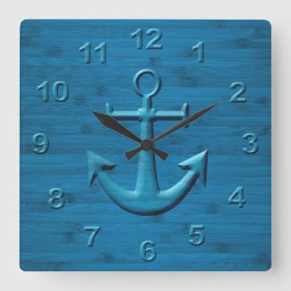 Anchor On Blue Wood Texture Print