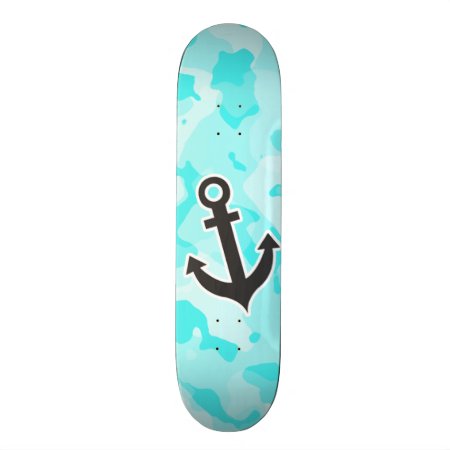 Anchor On Celeste Camo; Camouflage Skateboard