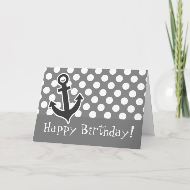 Anchor on Dark Gray Polka Dots Card (Front)
