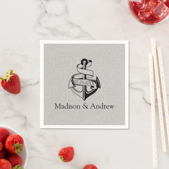 Anchor on Glitter  Napkins (Insitu)