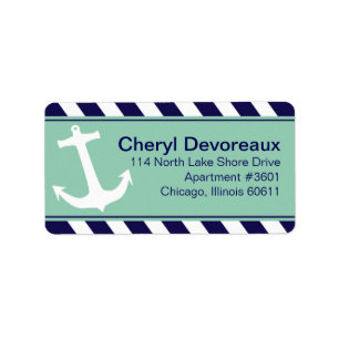 Anchor on Stripes navy aqua Label