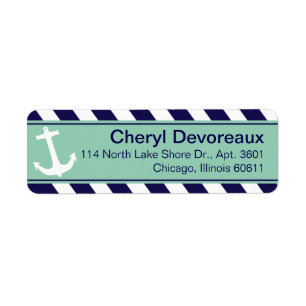 Anchor on Stripes navy aqua Label