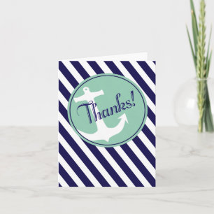 Anchor on Stripes Thank You navy aqua Card