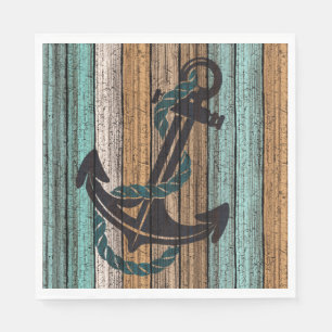 Anchor On Vintage Weathered Wooden Planks Pattern Napkins