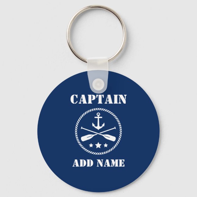 Anchor & Ors Captain Name or Boat Name Navy Blue Keychain (Front)