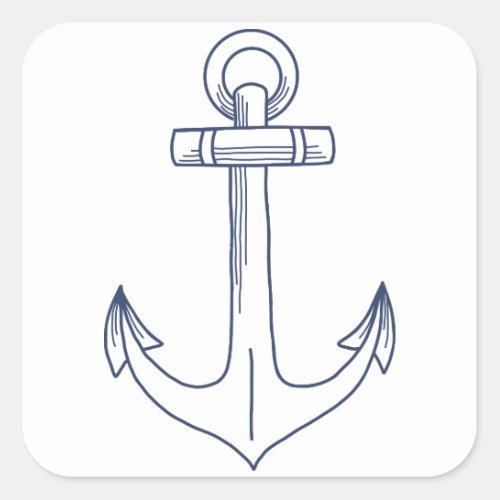 Anchor Outline Square Sticker