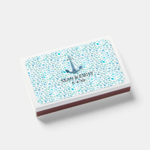 Anchor Painting Nautical Seaglass Wedding Matchboxes