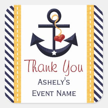 Anchor Party Favor Stickers Yellow by OccasionInvitations at Zazzle