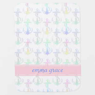 Anchor Pastel Rainbow Personalized Baby Blanket