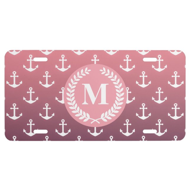 Anchor Pattern and Monogram License Plate (Front)