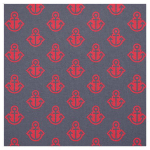 Anchor Pattern Fabric in Navy and Red