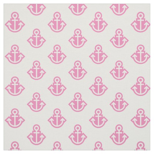 Anchor Pattern Fabric in White and Pink