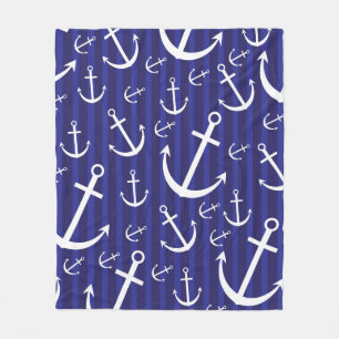 Anchor pattern fleece blanket