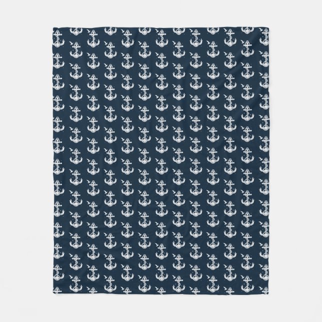 Anchor Pattern Fleece Blanket (Medium) (Front)