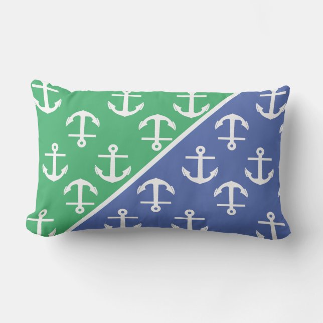 Anchor Pattern Nautical Cool Two colors Lumbar Pillow (Front)