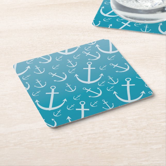 Anchor pattern square paper coaster (Angled)