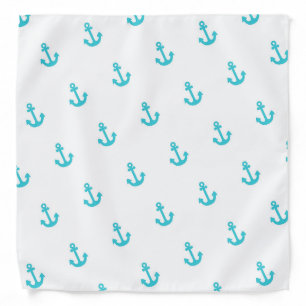 Anchor Pattern White Blue Summer Bandana