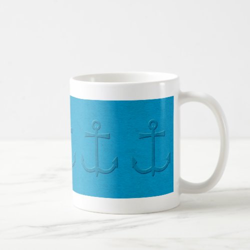 Anchor Pattern With Faux Embossed Paper Texture Coffee Mug