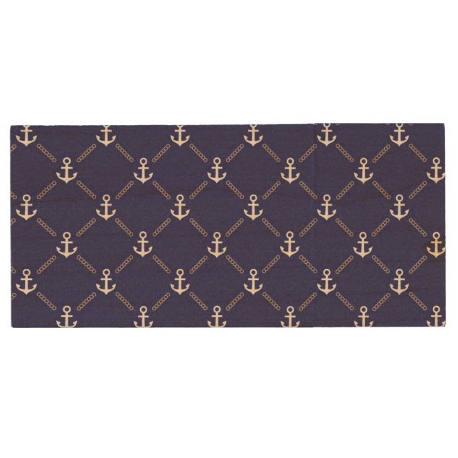 Anchor pattern wood flash drive (Front)