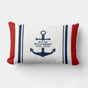 Anchor Personalizable Nautical Lumbar Pillow