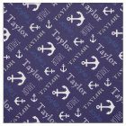 Anchor personalized name blue nautical text fabric