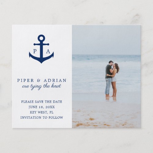 Anchor Photo Nautical Budget Wedding Save the Date Flyer