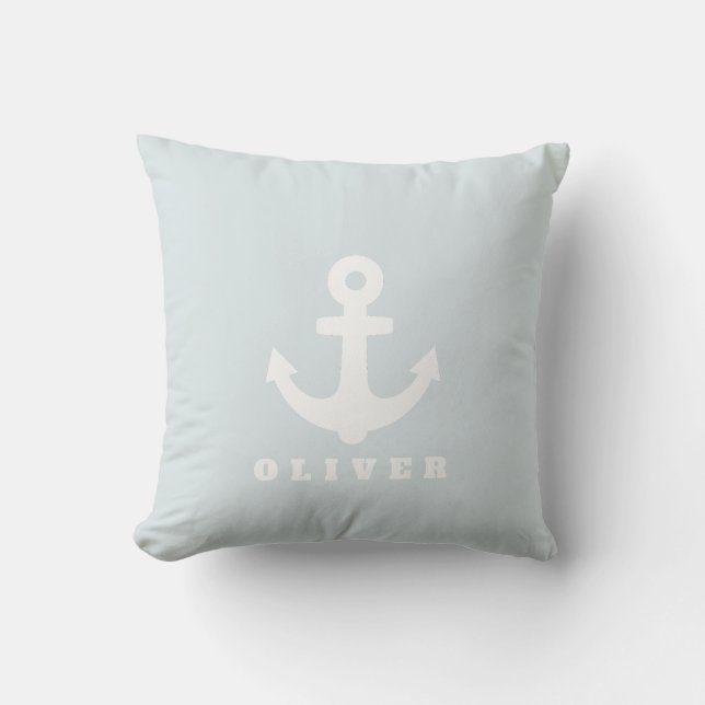 Anchor Pillow. Nautical Nursery Decor  Throw Pillow (Front)