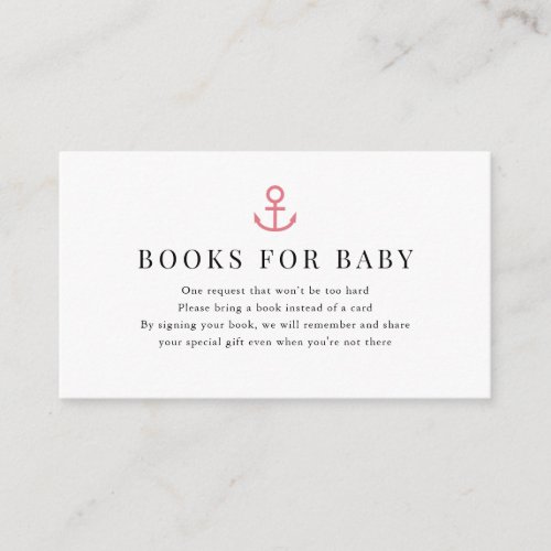 Anchor Pink Baby Shower Book Request Enclosure Card