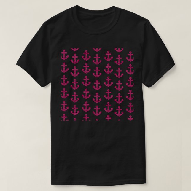 Anchor Pink Girls captain pattern women design T-Shirt (Design Front)