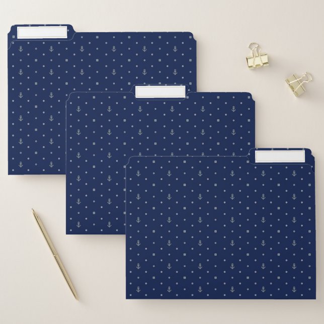 Anchor Polka Dots Pattern | Add Your Initial 2 File Folder (Set)