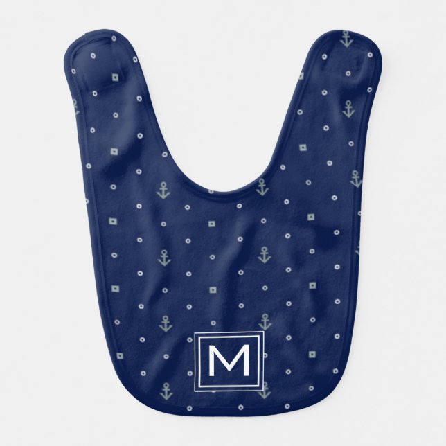 Anchor Polka Dots Pattern | Add Your Initial Bib (Front)